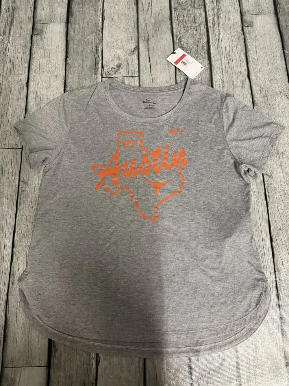 NWT Nike Womens Texas Longhorns Local Campus Mantra Tri-Blend T-Shirt Large Grey